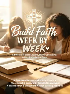 52-Week Bible Study Workbook for Teens – Christian Devotional Journal with Prayer & Gratitude Writing, Word Search & Crossword Activities, Faith Building Workbook for Boys & Girls