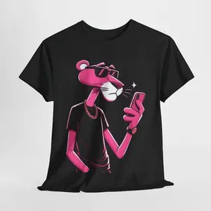 Vintage Pink Panther T-Shirt, Funny Pink Panther Print T-Shirt, Pink Panther Graphic T-Shirt, Pink Panther Fan T-Shirt, cotton tee, Street Fashion Streetwear Short Sleeve, Graphic Tees, Top for Daily Wear, Gift For Women Top Womenswear