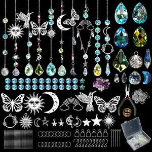 400 count DIY Suncatcher Making Kits, Suncatcher Prism  Kit with Hooks/Chain Rainbow Maker,Make Your Own Decorative  Suncatchers for Adults Wedding Windows  Garden