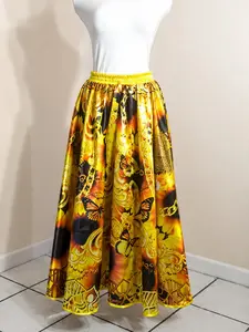 Saya de Satin Quilla Oshun Print 80cm Long One Size Fits S to XL Versatile Satin Skirt for Multiple Occasions