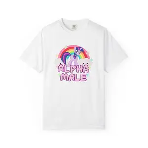 Humorous Alpha Male unicorn rainbow T-shirt Cute pastel graphic casual comfort top unisex couple gift multiple sizes