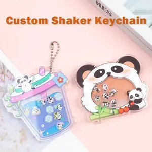 Custom Shaker Keychain Anime Cartoon Logo Acrylic Key Chain Photo Customized Transparent Printing Design Game Keychains for Gift