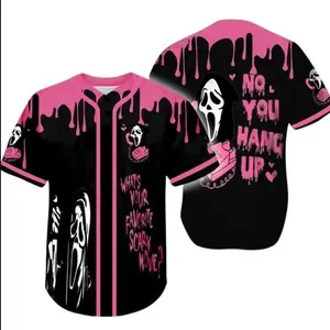 Spooky Baseball Jersey Shirt for Fans of Scary Movies, Unisex Design, Perfect Gift for Friends and Couples Baseball Jersey