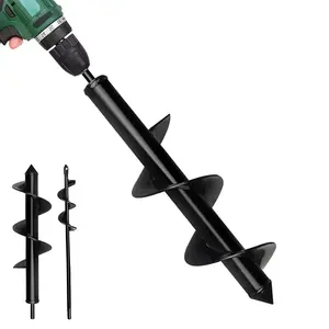 Karon Garden Auger Drill Bit for Planting Plant Flower Bulb Spiral Hole Drill Earth Post Umbrella Bulb Planter Tool Posthole Digger