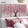 3 Counts Wood Framed Canvas 2D Pink Cherry Blossom Tree, Cherry Blossom Pattern Floral Wall Art, Ready To Hang, Pink Decor, Waterproof Canvas, Artwork For Gift, Wall Decor for Home And Dormitory