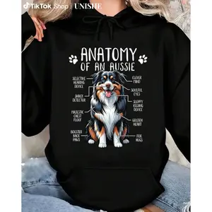 Men’s and Women’s Aussie Dog Anatomy Hoodie – 100% Funny Australian Shepherd Print