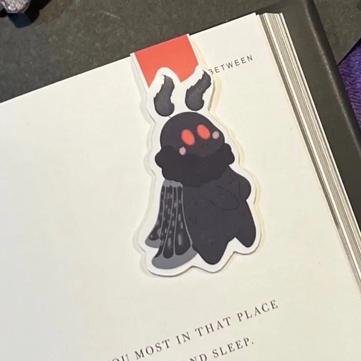 Mothman Magnetic Bookmark | Cute Cryptid Halloween Bookmark, Aesthetic Bookmark, Moth Bookmark, Spooky Cute Magnet Bookmark, Cryptozoology Bookmark, Magnet Bookmark Page Holder