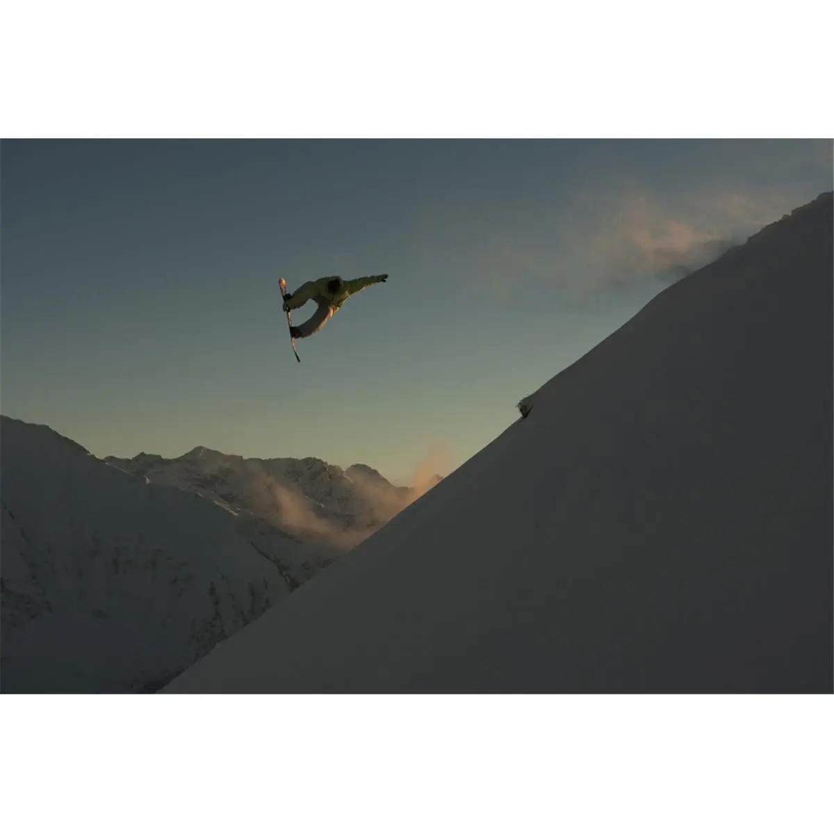 38x24 in. Artistic Photo Poster Print - Professional Snowboarder Frederik Kalbermatten at Sunset Arlberg Austria, Large Home Decor Wall Decoration, Ideal Room Accent & Gift