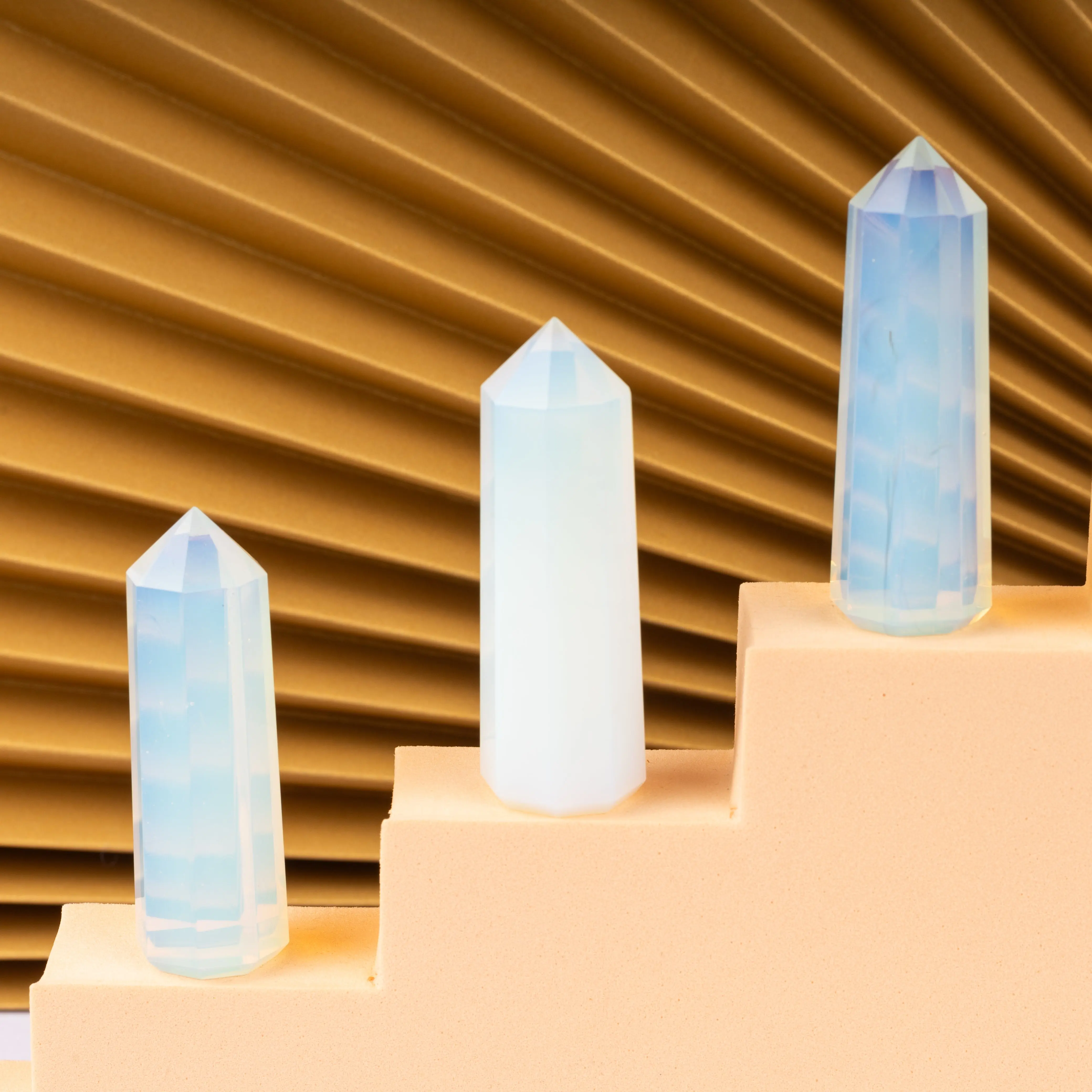 Natural Opalite Obelisk Point Crystal Tower 2.5-3", Healing Crystals and Stones, Meditation Accessories, Reiki, Spiritual Gifts & Decor