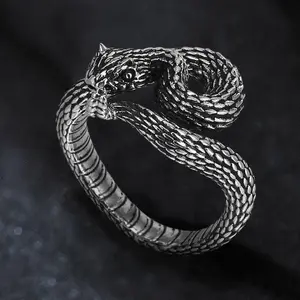 GTHIC Entwined Snake Stainless Steel Ring Fashion Accessories for Daily Wear