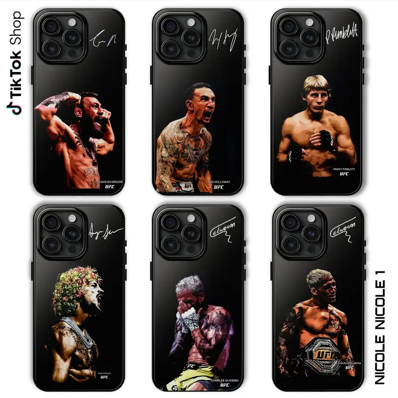 Custom TPU UFC Fighters Collection Signature Cellphone Case - Protective Cover, Shock-Absorbing Layers, Wireless Ready, Durable Shell, Impact Resistance, Compatible with iPhone 11-17 Pro Max/Plus & Samsung Galaxy S23-25
