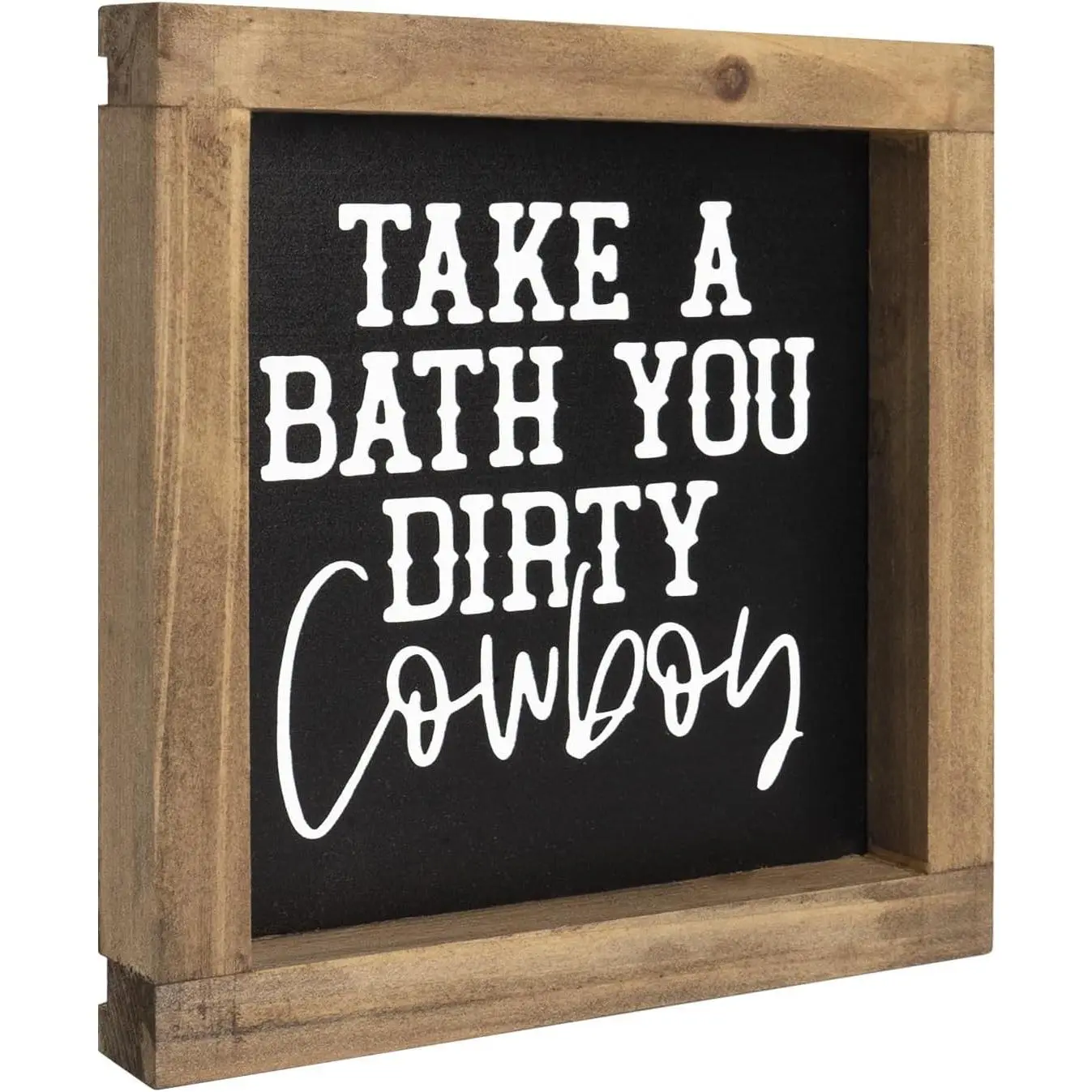 Rustic Wooden Wall Sign with "Take A Bath You Dirty Cowboy" Quote, Western-Southwestern Bathroom Decor, Home Shelf Table Plaque, Home Supplies Accent