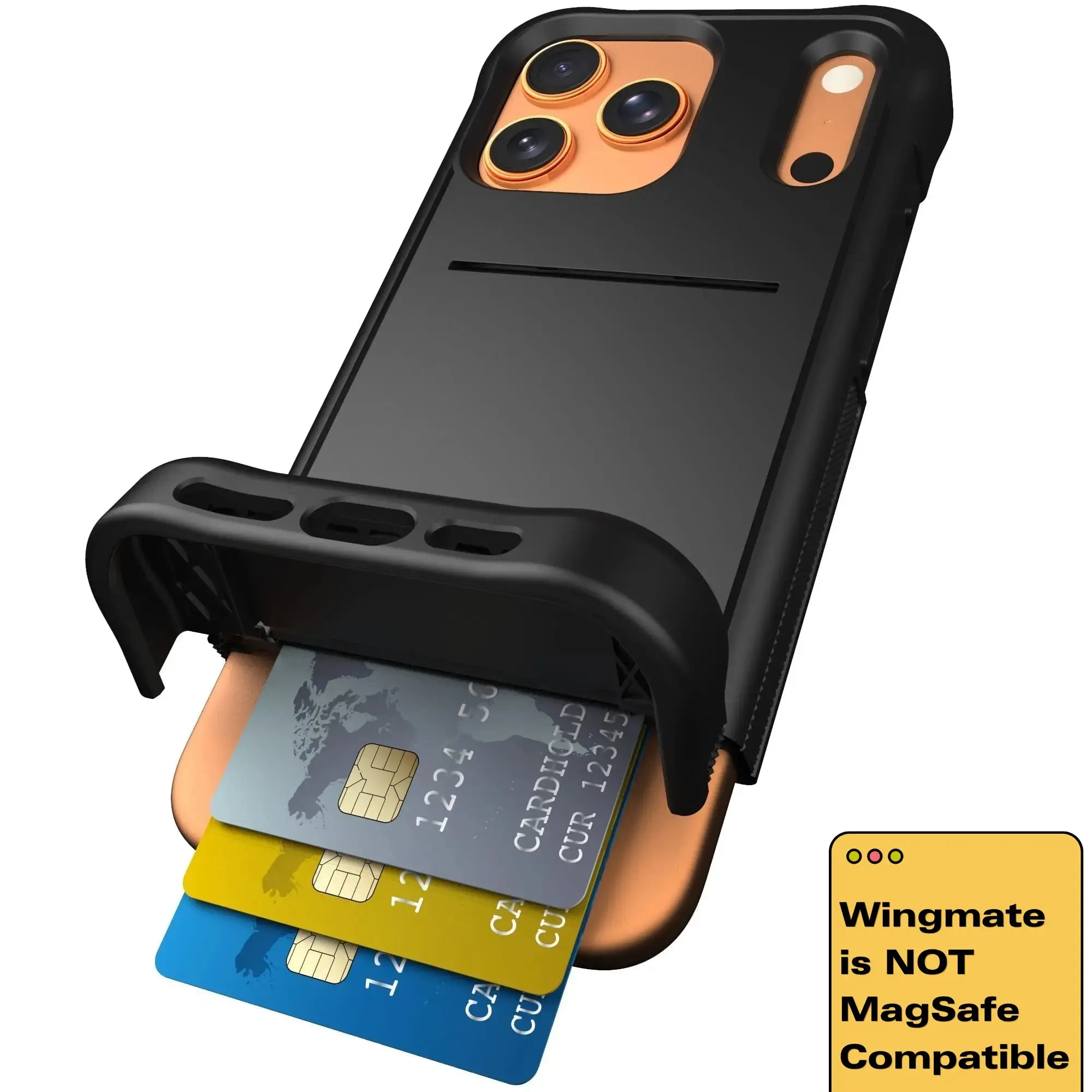 Scooch Wingmate Hidden Wallet Case - Black & Carbon Fiber (Not MagSafe Compatible)