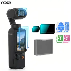 Protective Film for Dji Osmo Pocket 3 Camera, 2 Screen Protectors + 2 Lens Films, Tempered Glass Transparent HD, Anti-Scratch, Responsive Touch