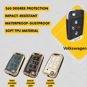 VOLKSWAGEN 4-Button Key Fob Cover for Golf, GTI, Jetta, Tiguan - Tpu Smart Key Case