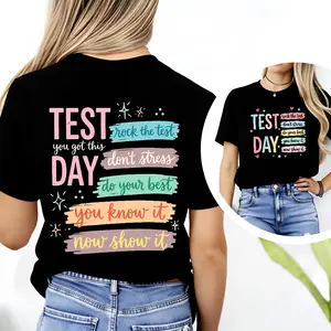 100 Percent Cotton Casual Style T Shirt Test Day Motivational Quote Graphic Design For School Exams And Study Sessions Perfect Gift For Students And Teachers