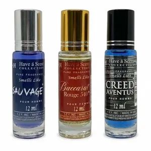 Perfume oil collection, smells like Baccarat Rouge 540, Sauvage and Creed Aventus, 12 ml each Alcohol free