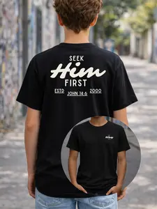 Seek Him First Youth Tee | Christian Scripture John 14:6