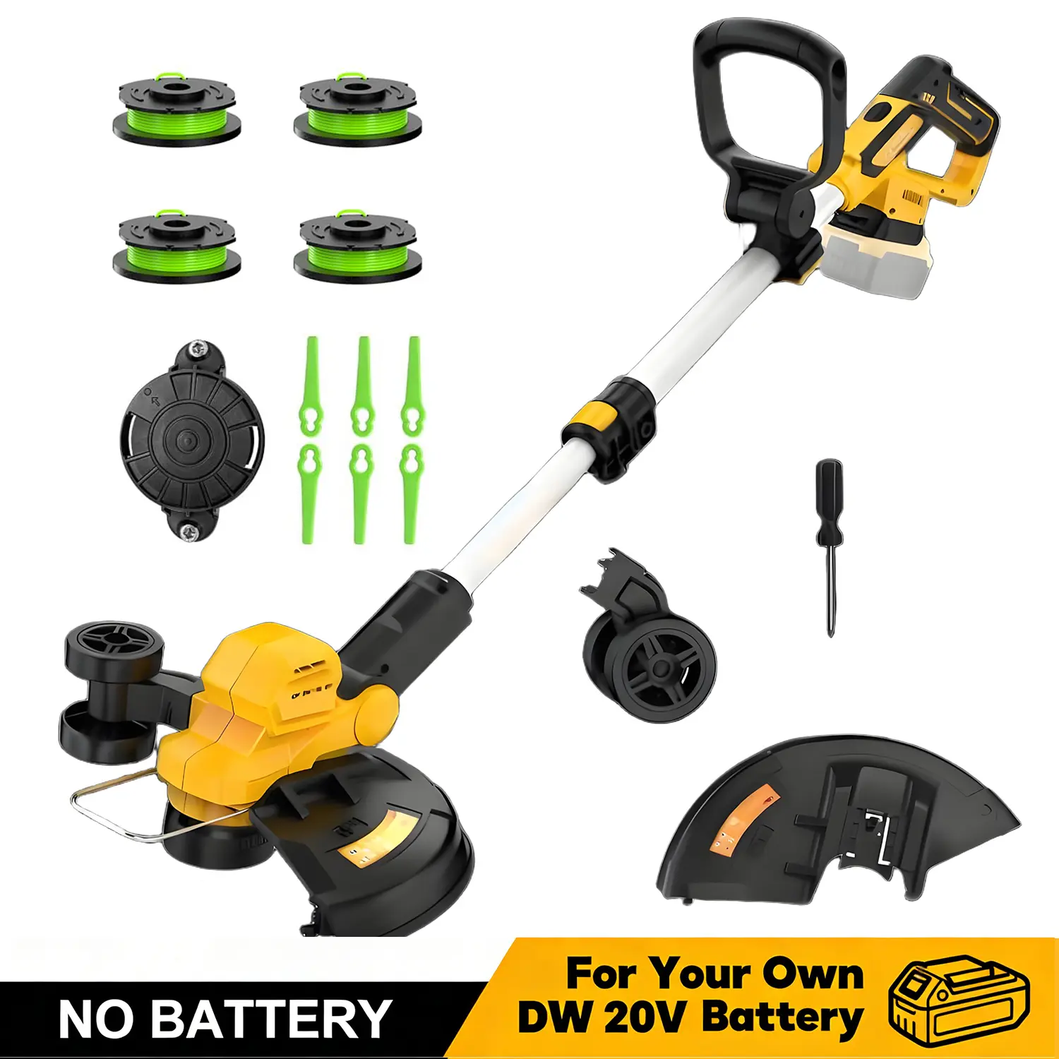 Cordless Brushless Weed Wacker String Trimmer for Dewalt 20V Max Battery, 12 Inch Weed Eater Edger Grass Cutter, Auto Line Feed Trimmer with 4 Replacement Line Spools, Tool‑Only