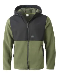 Men's Fall Winter Outfits Fleece Patchwork Colorblock Hooded Zipper Jacket for Daliy Wear, Black Friday Old Money Multi-Pocket Design, Outdoor Casual Sports Windbreaker, Essential for Man's Wardrobe, Hooded Winter Outerwear