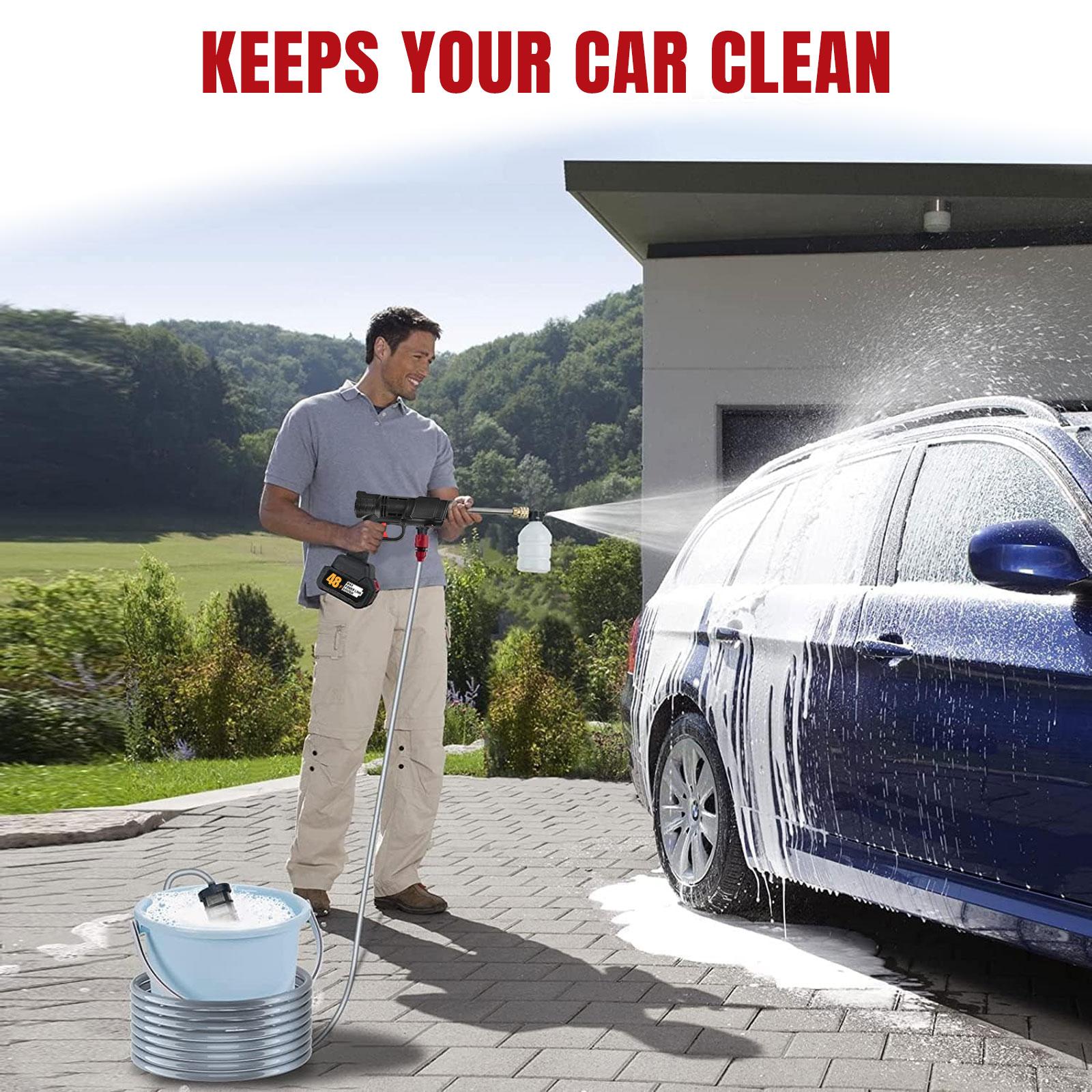 Portable Cordless Battery-Powered Pressure Washer with Snowflake Foam Spray Gun – 48V 5.0Ah Rechargeable Battery, Max 550PSI