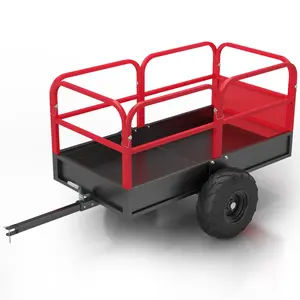 Garvee Heavy Duty Utility Dump Cart - 1700 lbs Capacity, 17 Cu.Ft Steel Trailer for Lawn Tractor, ATV, UTV, Four Wheeler - Removable Sides, Pull Behind Wagon for Yard, Farm, Barn