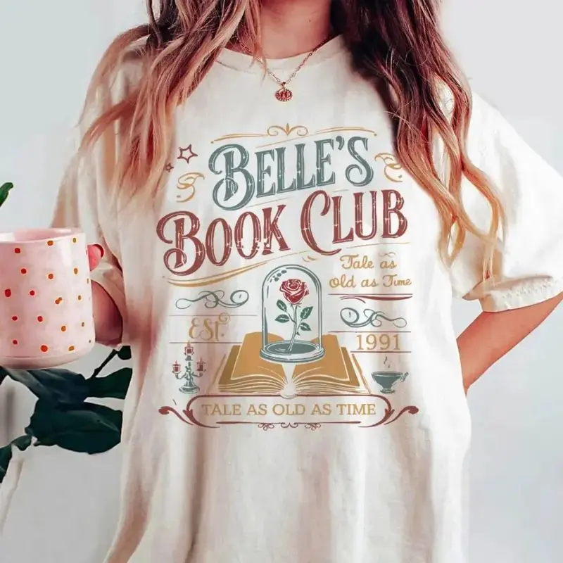 Vintage Belle Book Club T-Shirt, Beauty and the Beast Tale as old as time Shirt, Princess Belle T-shirt, Book Lover Gifts for Her