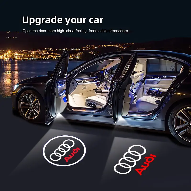 Led HD Car Door Logo Welcome Light Projector Lamps For Audi A3 A4 A6 A5 Q5 A1 Q7 Q3 Q2 Q8 A7 A8 TT S1 SQ5 RSQ3 RSQ8 RS3 RS4 S3 S4 RS5 RS6 RS7 S5 S6 S7 S8 Welcome Courtesy Light Led Car Lights