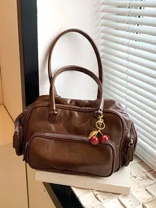 Retro motorcycle handbag, soft leather, niche design, casual and versatile one-shoulder handbag, fashionable and trendy chocolate one-shoulder commuter bag, suitable for daily commuting and other scenarios.