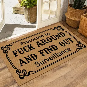 Funny F*ck Around and Find Out Doormat - Protected by FAFO Surveillance Welcome Mat - Sarcastic Front Door Mat, Non-Slip Entryway Rug, Hilarious Housewarming Gift for New Home