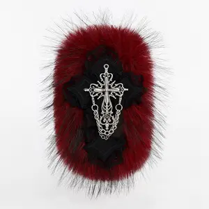 Gothic retro cross plush decorative headband dark punk style accessories