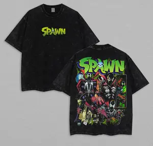 Spawn Retro Graphic T-Shirt, Vintage Comic-Inspired Oversized Tee, Acid-Washed Cotton Streetwear, Dark Hero Aesthetic Shirt, Unisex Casual Outfit, Cool Gift for 90s Comic & Superhero Fans