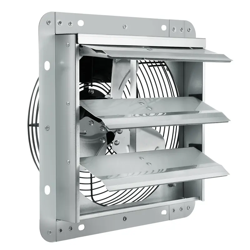 VEVOR 10-in Sturdy Rust-proof Metal Aluminum Alloy Shutter Exhaust Fan, 820 CFM High-speed Wall Mount Attic Ventilation Ventilator, 45W Energy-save Low-power AC Motor, 12.8x12.8", FCC Certified Louvered AC Cooling Fan for Garages, Sheds, Coops