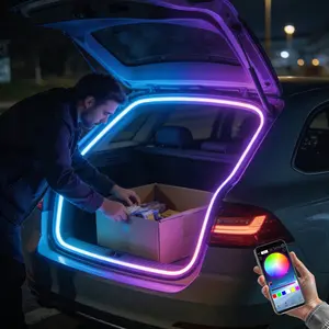 RGB LED Car Trunk Light Strip, Tailgate Light Bar - App Controlled, Waterproof, 4M, Car Decorative Light, Car Lighting Accessories - Perfect for SUV, Sedan, and Nighttime Camping Tailgate Parties