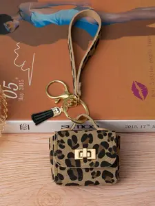 Creative Leopard Print Coin Purse Keychain Bag Charm - Comes with a cute black tassel handbag charm, this leopard print small bag with a strap is a vintage and stylish coin purse that can be paired with car keychains and backpack accessories.