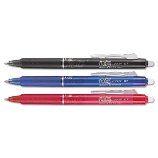 Pilot 72838 FriXion Clicker Erasable Gel Pen Assorted Ink 3-Pk