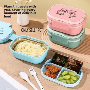 Highly aesthetic PP plastic insulated lunch box, suitable for microwave use, essential for families, ideal for office workers and students, comes with cutlery spoon, food-grade, and has a fresh-keeping function, Lunch Box Bento