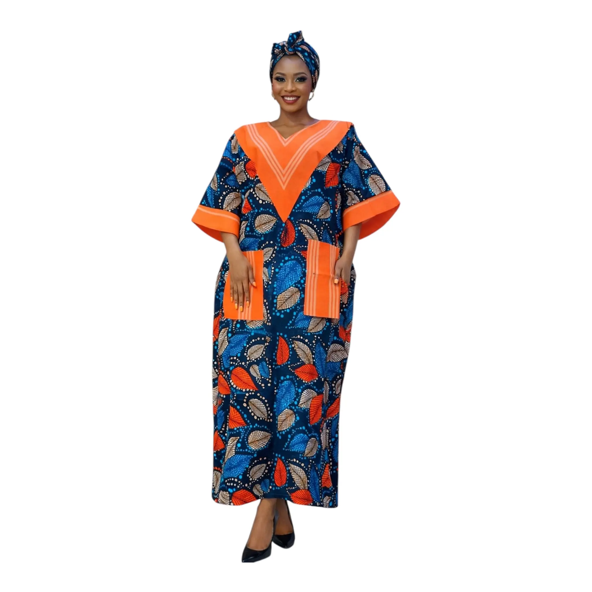 CRZ Ankara Maxi Boubou With Aso Oke Design 240315