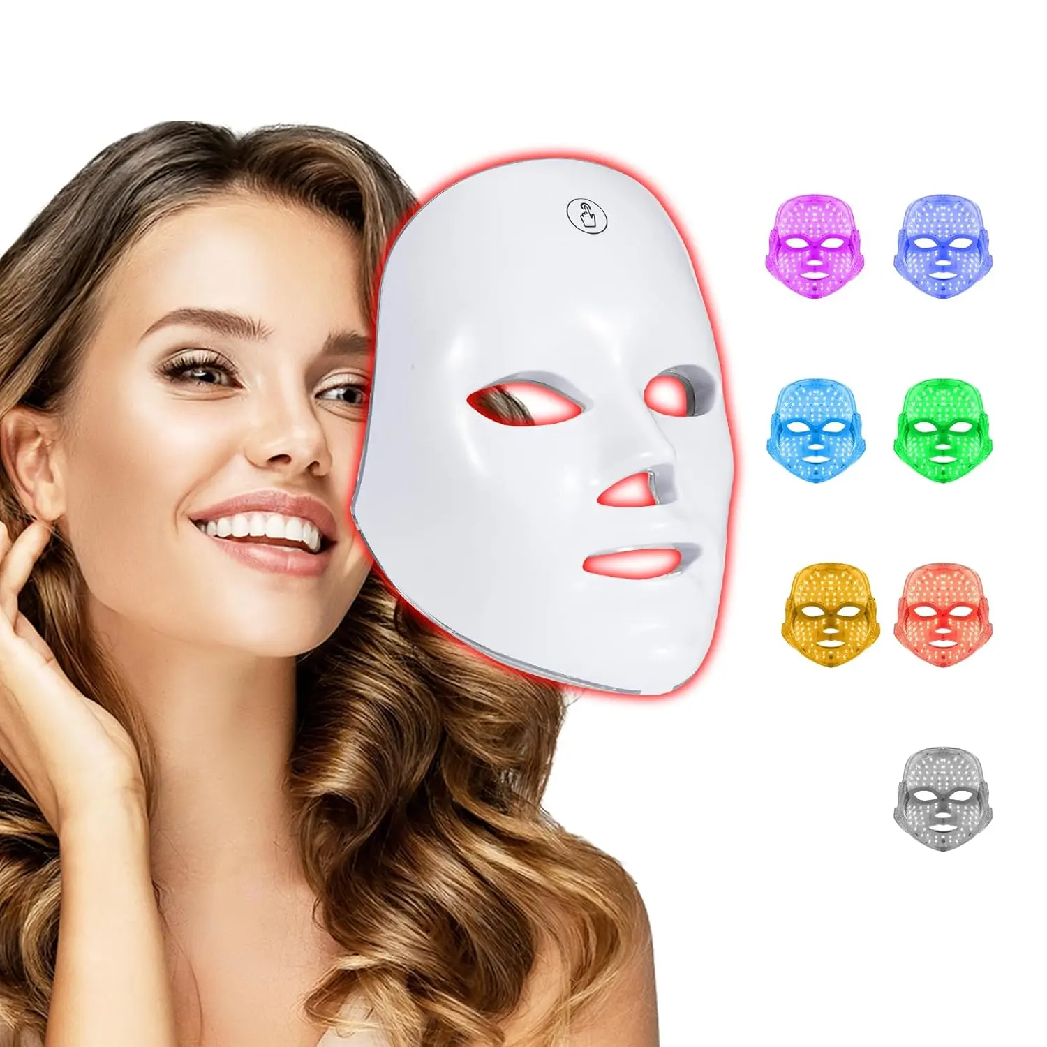 7-Color LED Photon Face Device, Wireless Rechargeable Home Beauty Accessory, Thoughtful Summer Skincare Gift for Women
