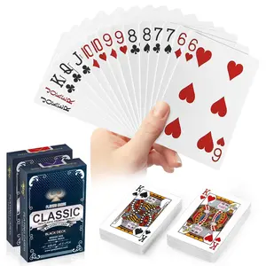 2 Pack BLACK Plastic Playing Cards Waterproof Professional Card Deck for Texas Holdem Poker Blackjack Go Fish Hearts Travel Games