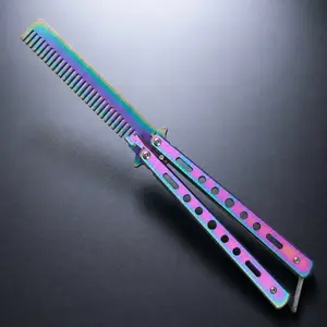 Foldable Stainless Steel Hair Styling Comb for Training, Anti-static Tangle-free Design, Portable Folding Safe Round Edge Anti-scratch, Slip-proof Rust-resistant Durable Barber Tool Set