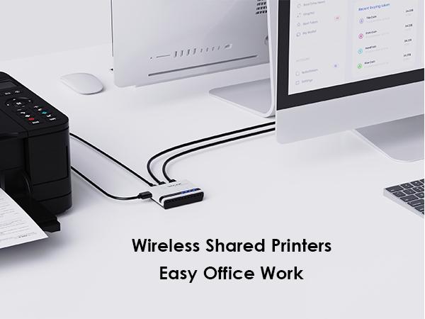 WAVLINK USB Wireless Print Server WiFi Print Server with 10/100Mbps LAN/Bridge 480Mbps USB2.0 Supports Wired/Wireless/Standalone Modes for Windows Mac and RAW Printers