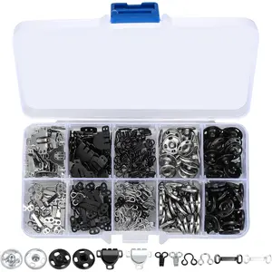 100 count Sewing Hooks and Eyes Closure Set, 3 Styles Skirt Hook and Eye Closures Sewing Snaps Kit, Metal Snaps Buttons Fasteners Press Studs Set for Skirt, Bra, Trousers, Dress, Sewing, DIY Crafting