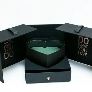 Square Flower Box with Heart Shape Container and Drawer Enclosed Comes With Liners And Foams