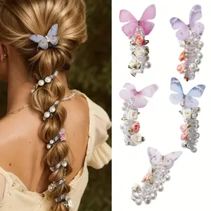 5-Pack Butterfly Bubble Braid Hair Ties for Women – High Elastic Y2K Hair Bands for Cute Ponytail Hairstyles