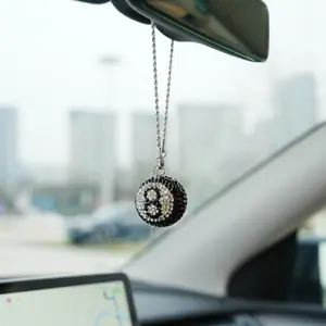 Sparkling Rhinestone Pool Ball Keychain, Creative Personality Car Accessory, Unique Bag Charm Gift, Shiny 8-Character Design