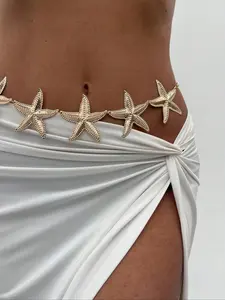 Women's Starfish Design Waist Chain, Boho Style Body Jewelry for Beach Vacation, Fashion Accessories for Party, Daily Clothing Decor