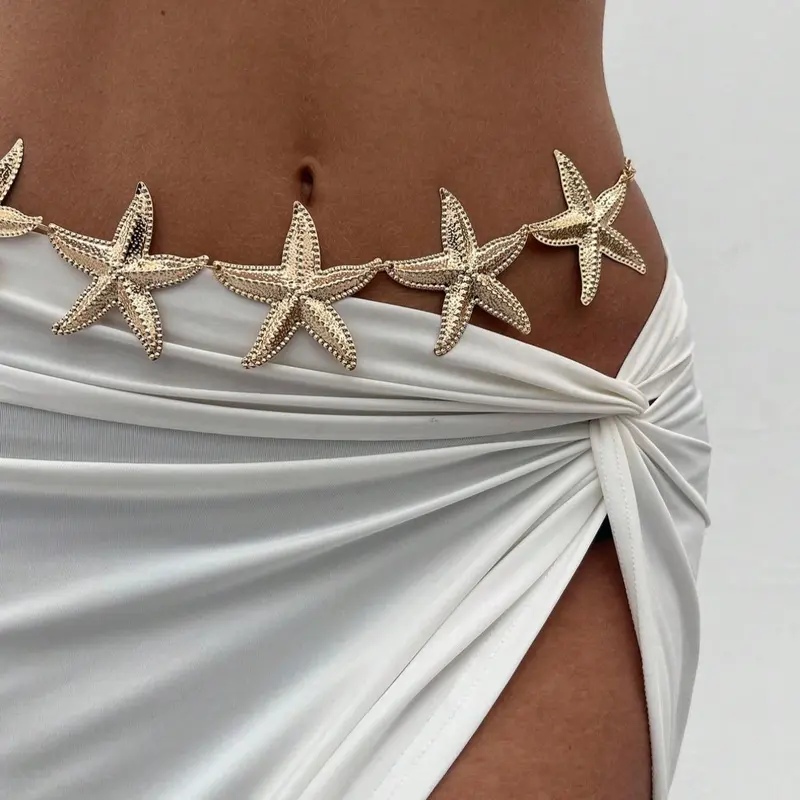 Women's Starfish Design Waist Chain, Boho Style Body Jewelry for Beach Vacation, Fashion Accessories for Party, Daily Clothing Decor, Body Jewellery