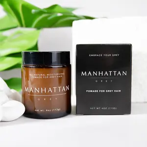 Moisture Pomade for Grey Hair - 10 Botanical Oils & Vitamin E - Non-Drying Nourishing Styler with Soft Hold & High Natural Sheen | Manhattan Grey