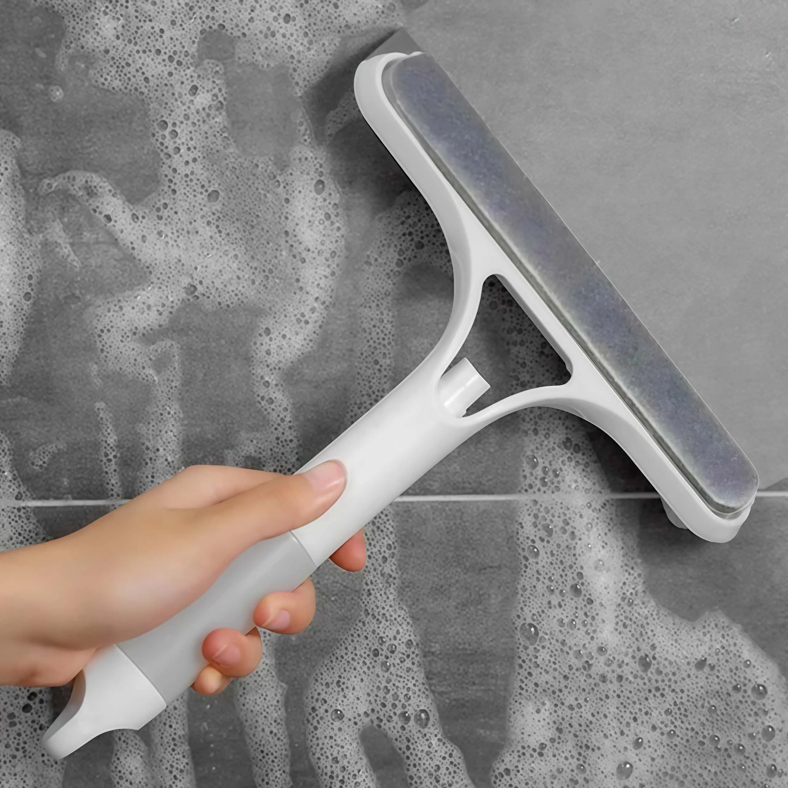 3 in 1 Spray Function Shower Squeegee for Glass Doors, 2025 New Multi-Purpose Squeegee for Shower Glass,, Scrape and Microfiber Window Scrubber, All-Purpose Window Cleaner Tool, ease glow up glass clean magic touch household supply
